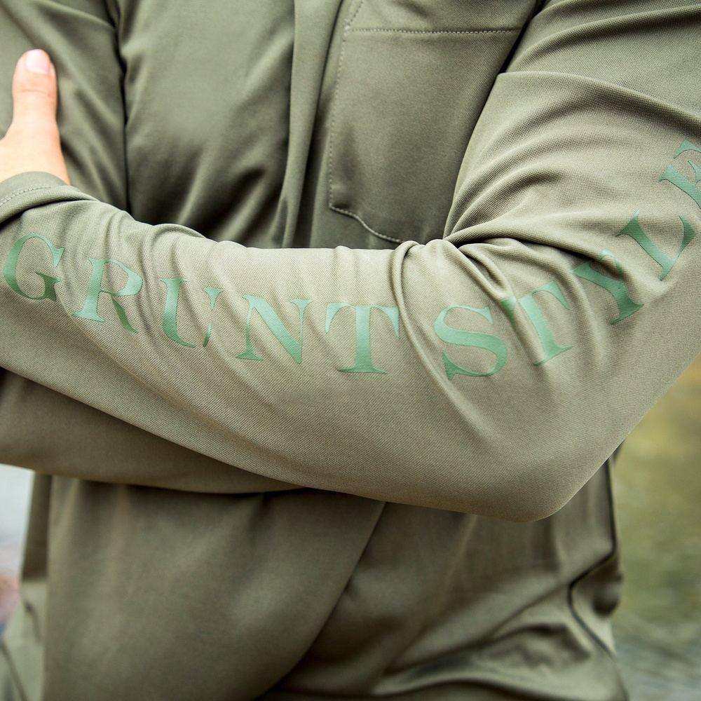 GS Performance Long Sleeve Crew Neck Shirt for Men - Moisture Wicking & Breathable Activewear - Olive Green - Perfect for Gym, Running & Outdoor Activities