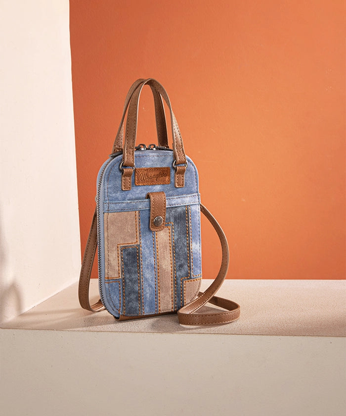 Wrangler Denim Textured Phone Purse - Stylish Crossbody Bag for Women | Perfect for Travel, Shopping & Everyday Use