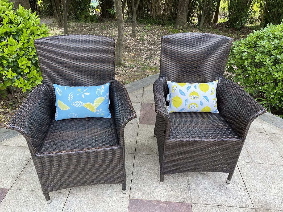 Waterproof Outdoor Patio Chaise Lounge Pillows with Adjustable Elastic Stripe - 2 Pack Yellow Cushions for Garden Furniture, Sofa & Office Chair (Perfect for Poolside, Backyard Relaxation & Patio Lounging)