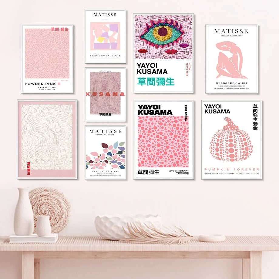 Japanese Pink Selection Canvas Posters - Vintage Floral Wall Art for Home & Office Decor - Perfect for Living Room, Bedroom, and Gift Giving