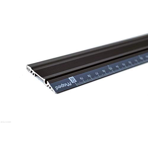 Maped Profila 80cm Aluminum Ruler for Straight Cuts - 2 Non-Slip Pads, Black (1-Pack) - Perfect for School, Office, Drafting & DIY Projects