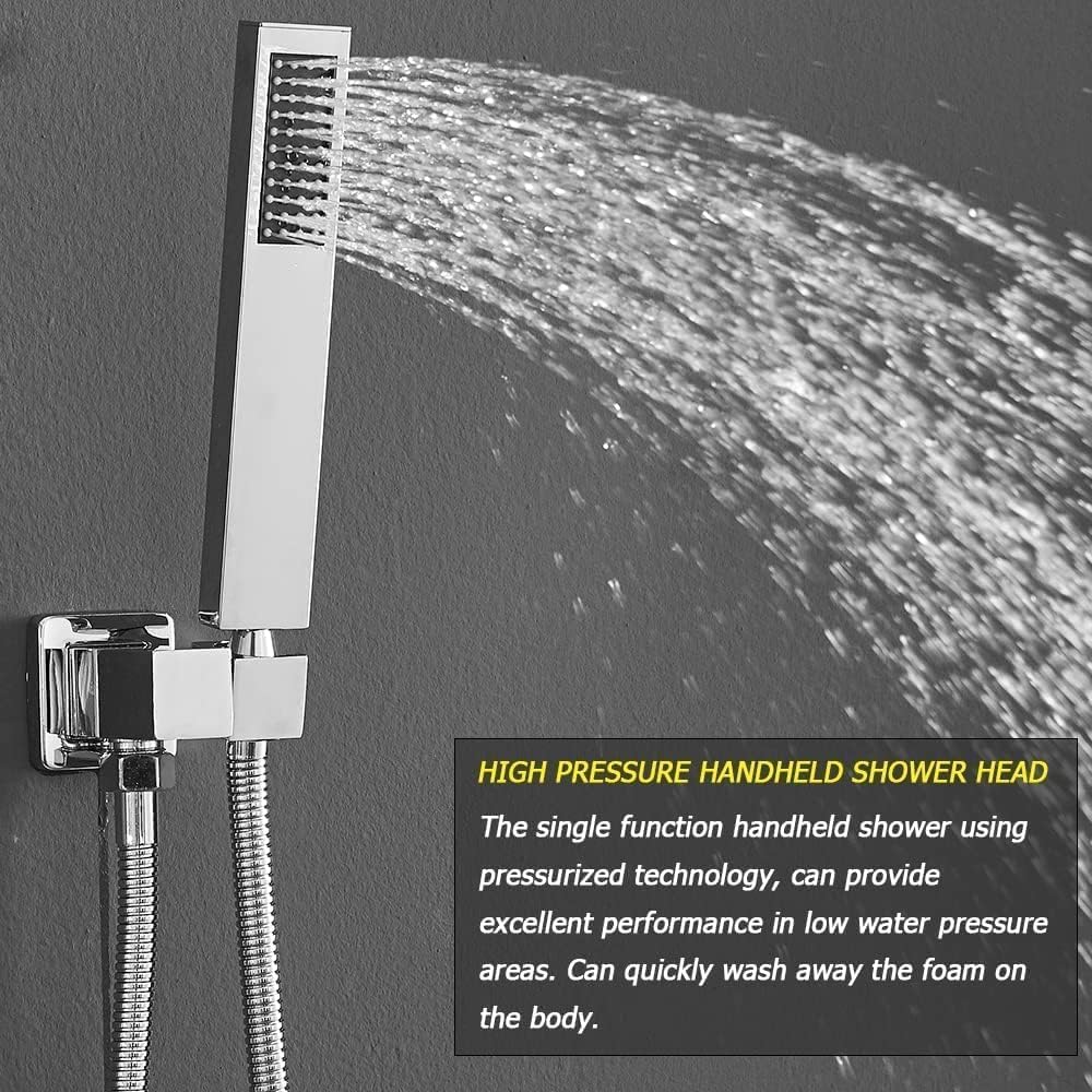 Luxury 10 Inch Rain Shower Head Ceiling Mount with Handheld - High Pressure Shower Combo Set in Polished Chrome - Includes Faucet Rough-in Valve Body & Trim - Perfect for Modern Bathroom Renovation & Spa-Like Shower Experience