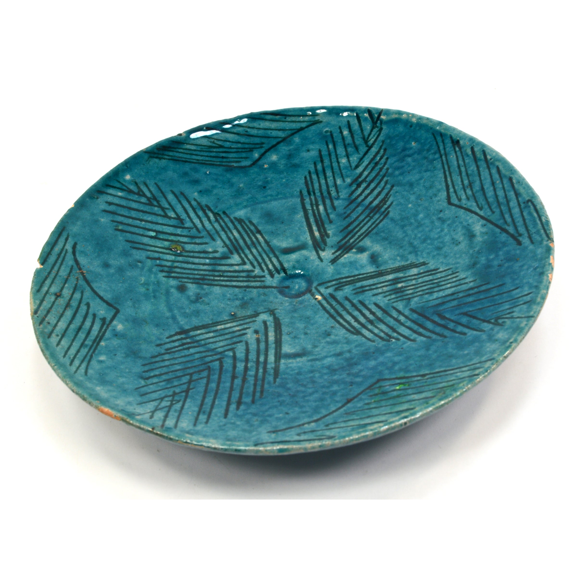 Antique Persian Glazed Pottery Plate - 6 13/16 Inch Turquoise Ceramic Dish, 12th-14th Century - Perfect for Home Decor, Collectibles & Gift Giving