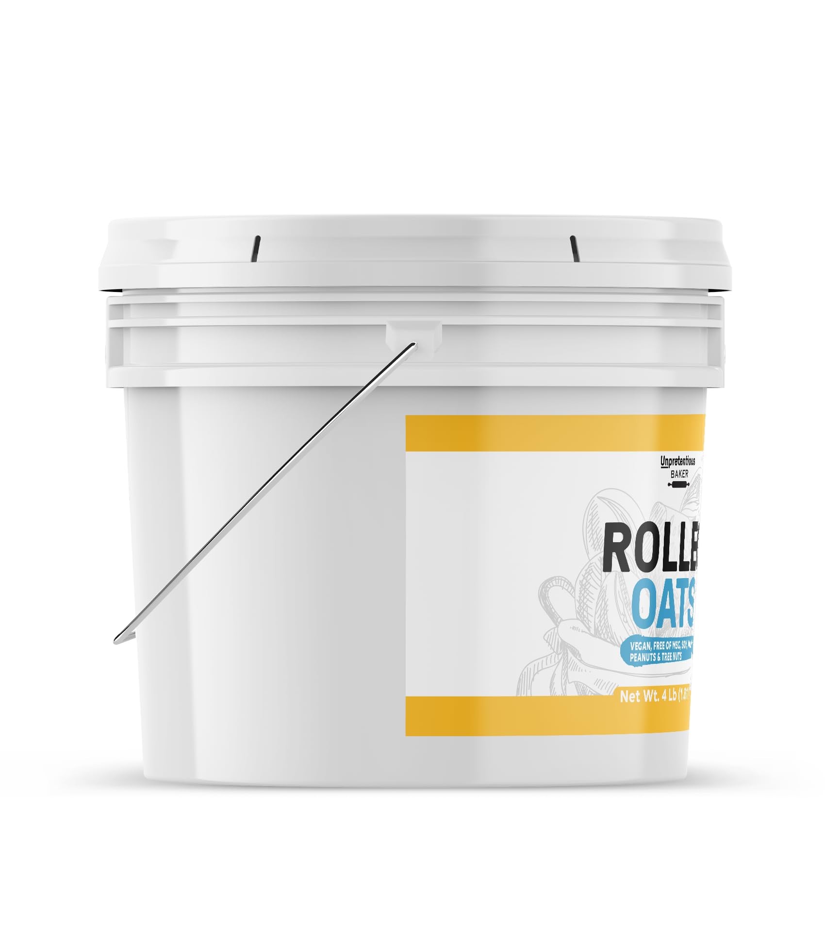 Organic Rolled Oats - 1 Gallon Bucket (4 lbs) | Old Fashioned Whole Grain Oats | High in Iron & Fiber | Perfect for Breakfast, Baking & Healthy Snacks