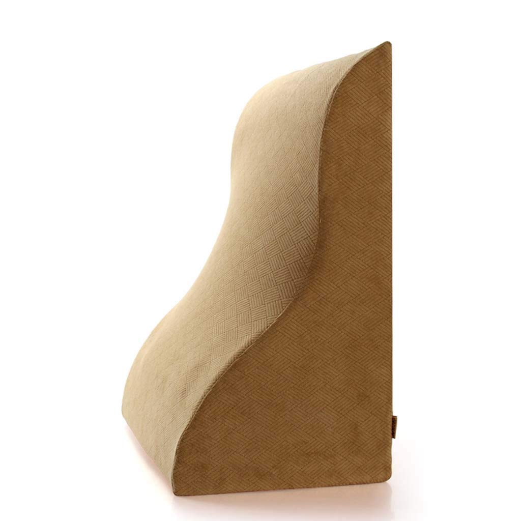 WYFDC S-Shape Reading Pillow with Lumbar Support - Memory Foam Cushion for Sofa, Chair & Bed - Removable Washable Cover (Camel) - Perfect for Reading, Relaxing & Back Pain Relief