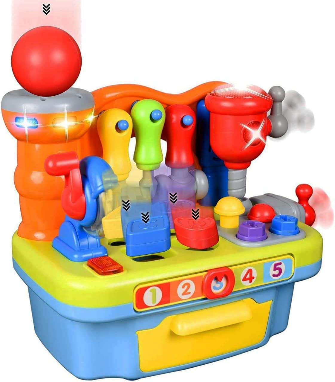 Liberty Imports Musical Learning Workbench - Toddler Educational Toy for Boys & Girls with Lights, Sounds, Shape Sorter - Teach Colors, Numbers & Shapes - Perfect for Preschool Learning & Playroom Activities
