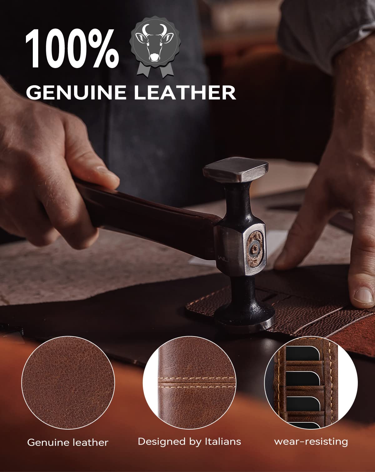 Premium RFID Blocking Leather Wallet for Men - Slim Bifold Design with 1 ID Window & 16 Card Slots | Durable Genuine Leather Wallet for Everyday Use, Travel & Business
