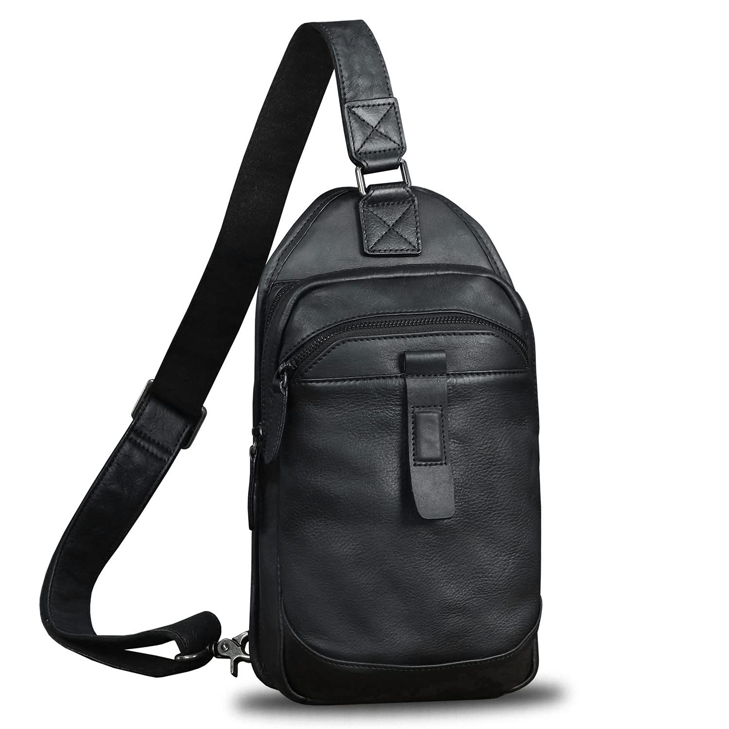 LRTO Genuine Leather Sling Bag for Men & Women - Vintage Crossbody Shoulder Backpack Purse - Perfect for Travel, Work & Daily Commute