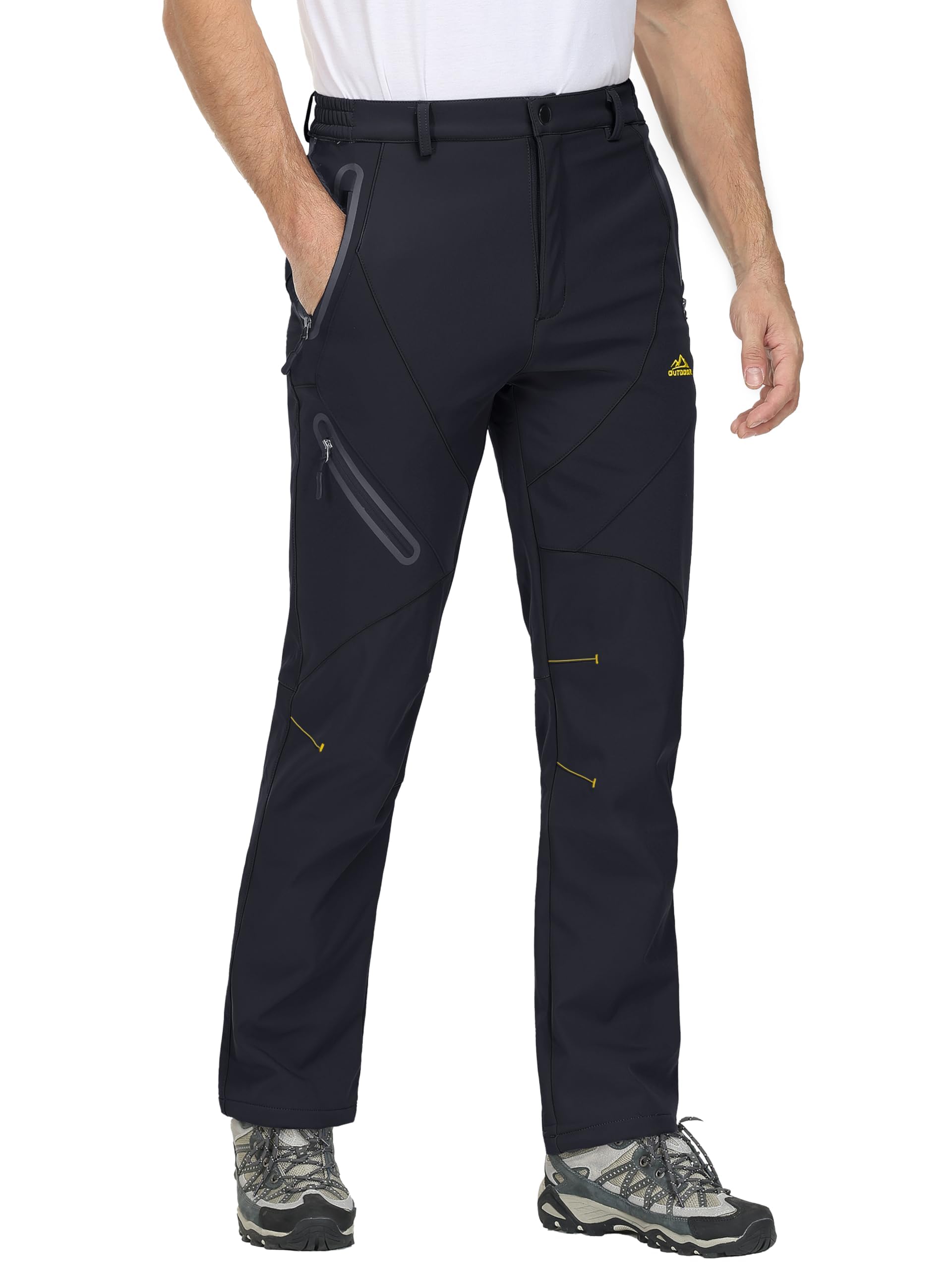 MAGCOMSEN Men's Winter Snow Pants - Fleece Lined Water Resistant Ski Pants with 4 Zip Pockets for Cold Weather - Perfect for Skiing, Snowboarding & Outdoor Winter Activities
