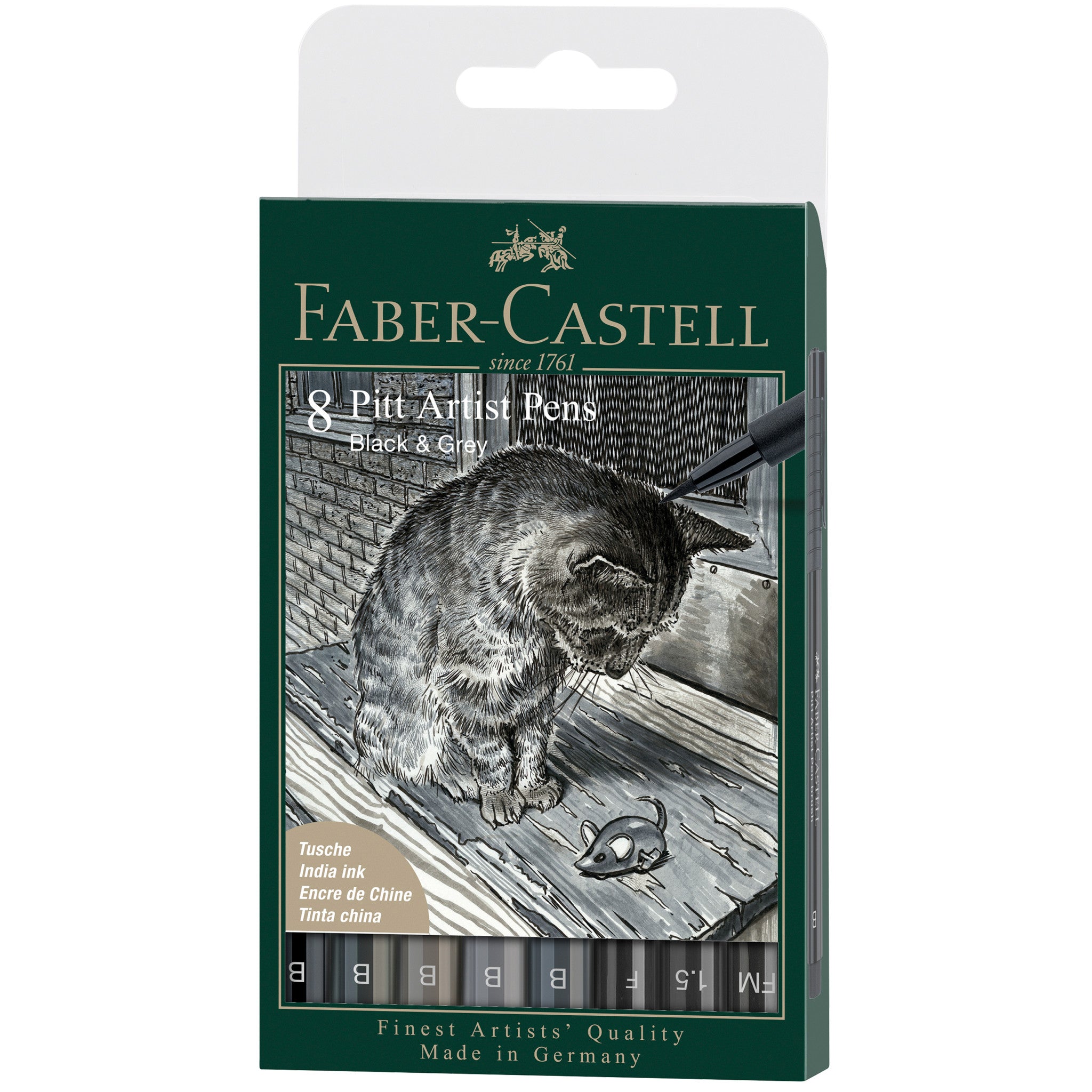 Pitt Artist Pen Set - 8 Black & Grey Fine Liner Pens (167171) for Sketching, Drawing & Calligraphy | Perfect for Artists, Illustrators & Designers