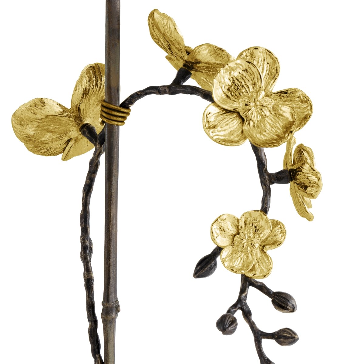 Elegant Gold Orchid Stem Sculpture - Handcrafted Home Decor for Living Room, Wedding Centerpiece, and Luxury Gift Ideas