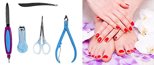 Professional 5-in-1 Foot Care Manicure Pedicure Kit for Salon & Home Use - Women's Pedicure Set with Callus Remover, Nail Clippers & More (Random Color) - Perfect for At-Home Spa Days & Gift Giving