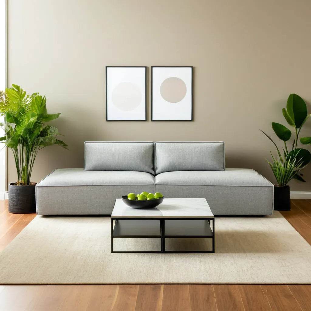 Giacomo Fabric 3-Seater Armless Sofa - Pet Friendly, Modern Living Room Furniture for Small Spaces, Perfect for Apartments and Cozy Homes