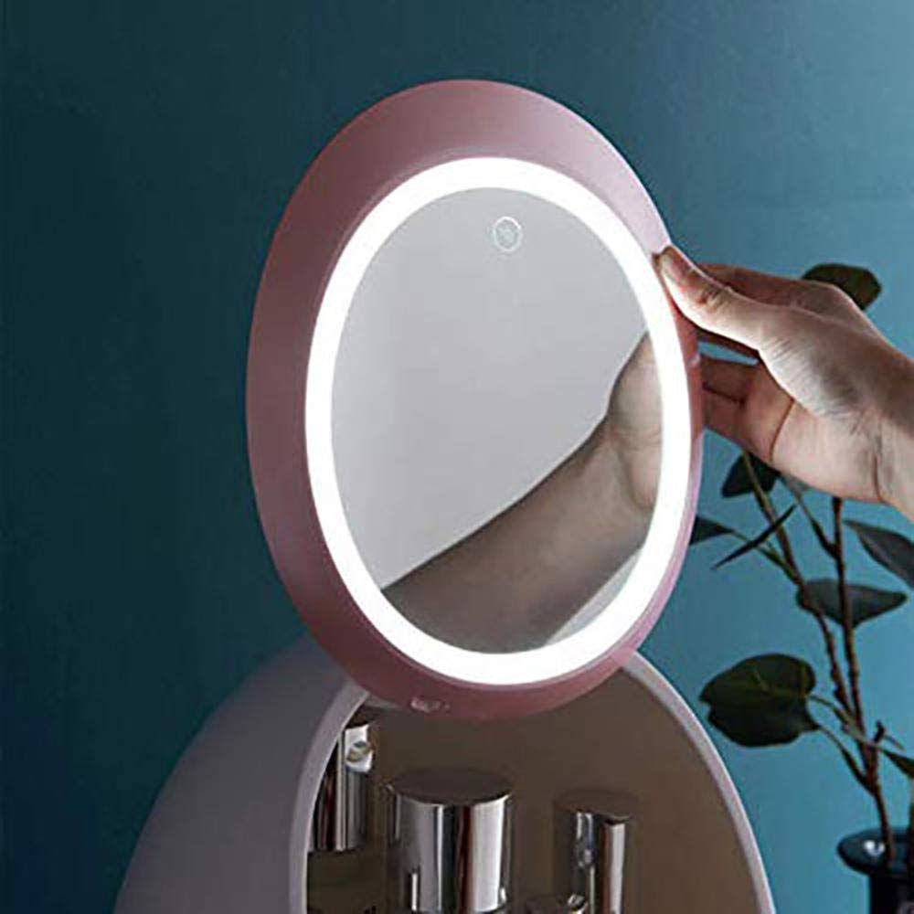Egg-Shaped Makeup Organizer with 3 Drawers, LED Mirror - Cosmetic Storage Box for Bathroom, Dresser & Vanity | Portable Desktop Organizer for Makeup Brushes, Jewelry & Skincare Products