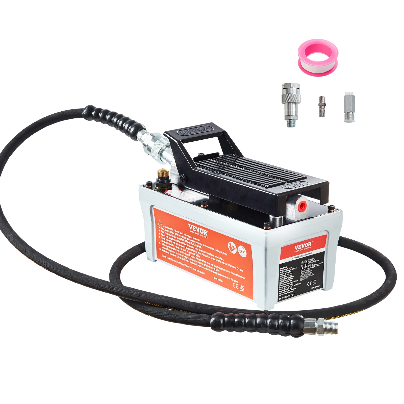 VEVOR 10,000 PSI Air Over Hydraulic Pump with 1/2 Gallon Reservoir - Heavy Duty Hydraulic Tool for Automotive Repair, Industrial Equipment & Construction (Gray)