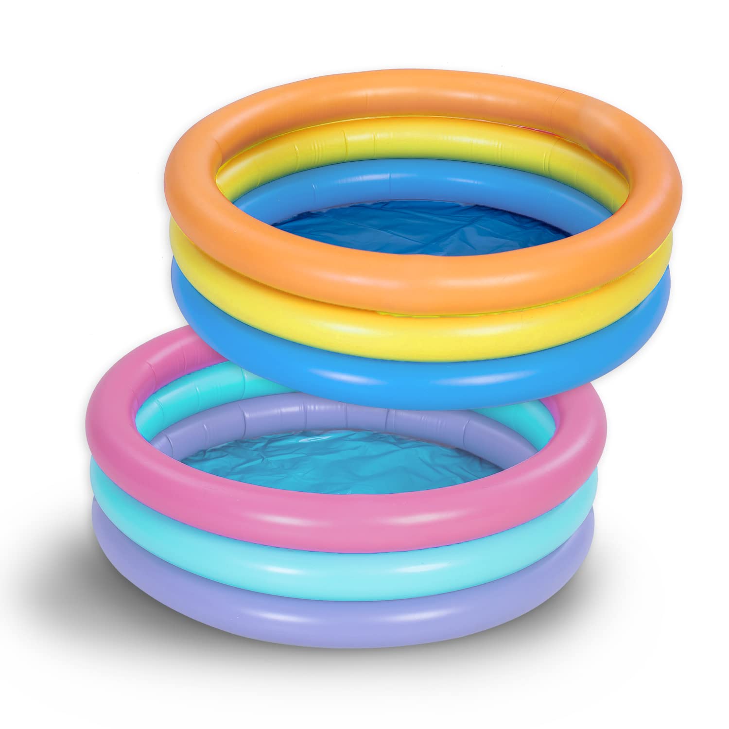 2 Packs 34-Inch Colorful Inflatable Kiddie Pools for Babies & Kids - Thick Durable Blow Up Swimming Pool Set for Summer Fun, Water Play, Ball Pit - Perfect for Backyard, Garden, Outdoor Use (34