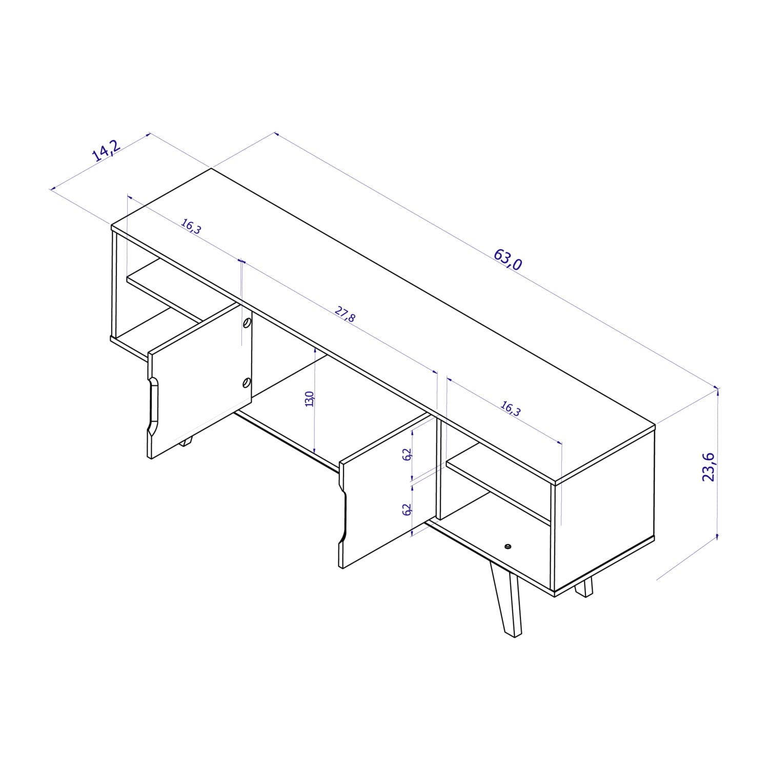 Boahaus Omaha TV Stand for 58 Inch TVs - Modern Entertainment Center with Durable Wood Construction & White Finish - Perfect for Living Room, Bedroom, or Home Theater Setup