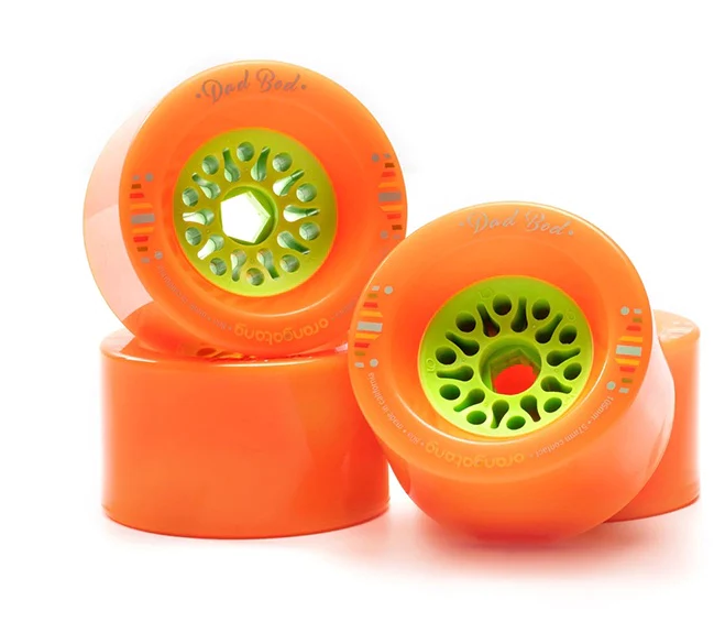 Orangatang Dad Bod Wheels 80A 105mm - 4 Pack Set for Longboard, Cruiser & Downhill Skateboarding - High Performance Urethane Wheels for Smooth Ride & Speed Control