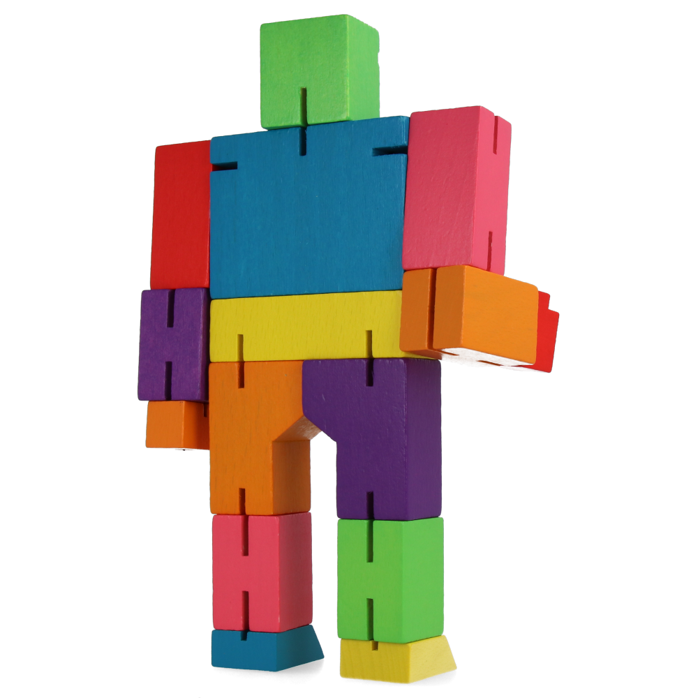 Cubebot Medium Multicolor Wooden Puzzle Toy - Fun Educational STEM Gift for Kids & Adults - Perfect for Home, Office, Classroom & Travel Play