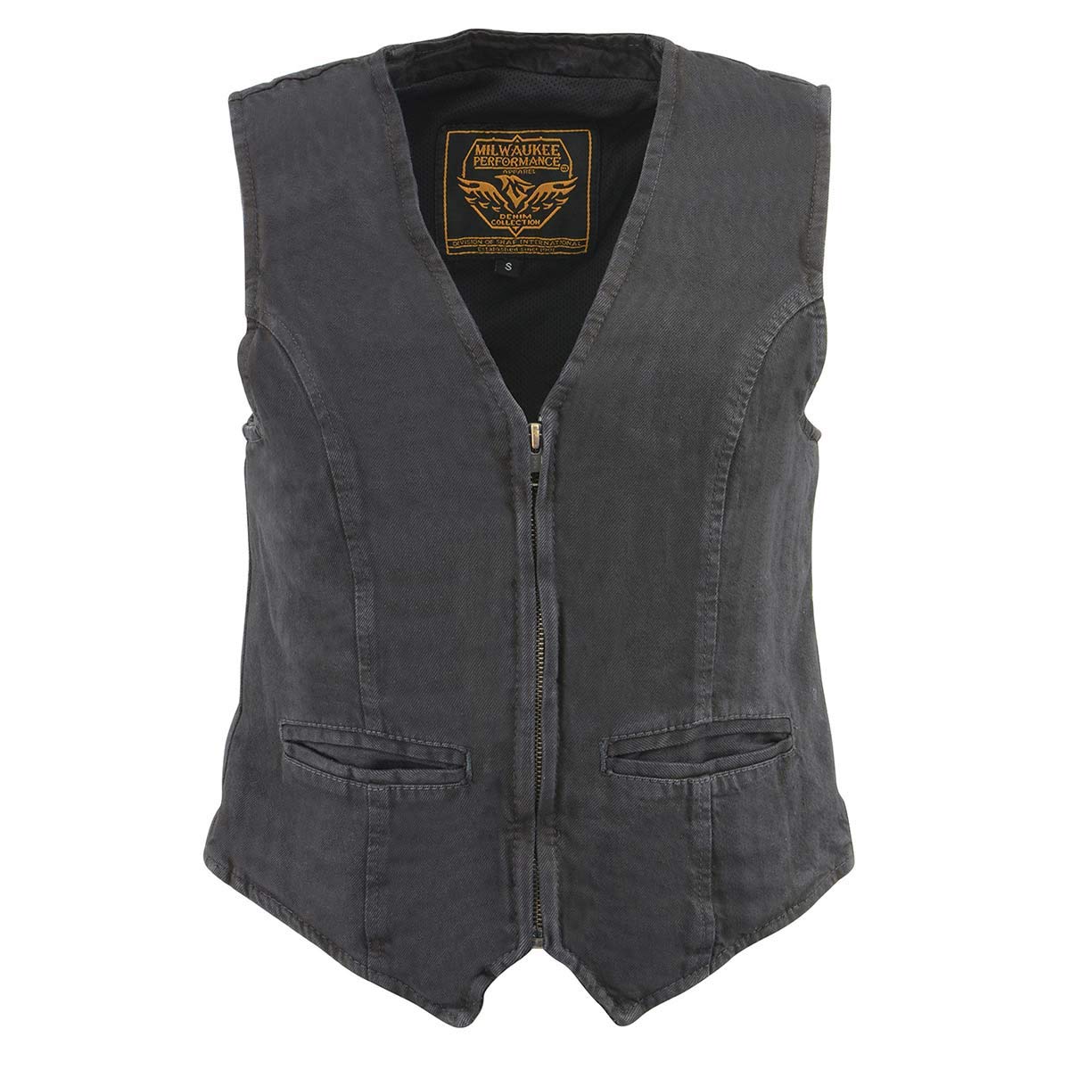 Milwaukee Leather Women's DM1246 Black Denim Vest - Stylish & Durable Motorcycle Jacket for Riding & Casual Wear