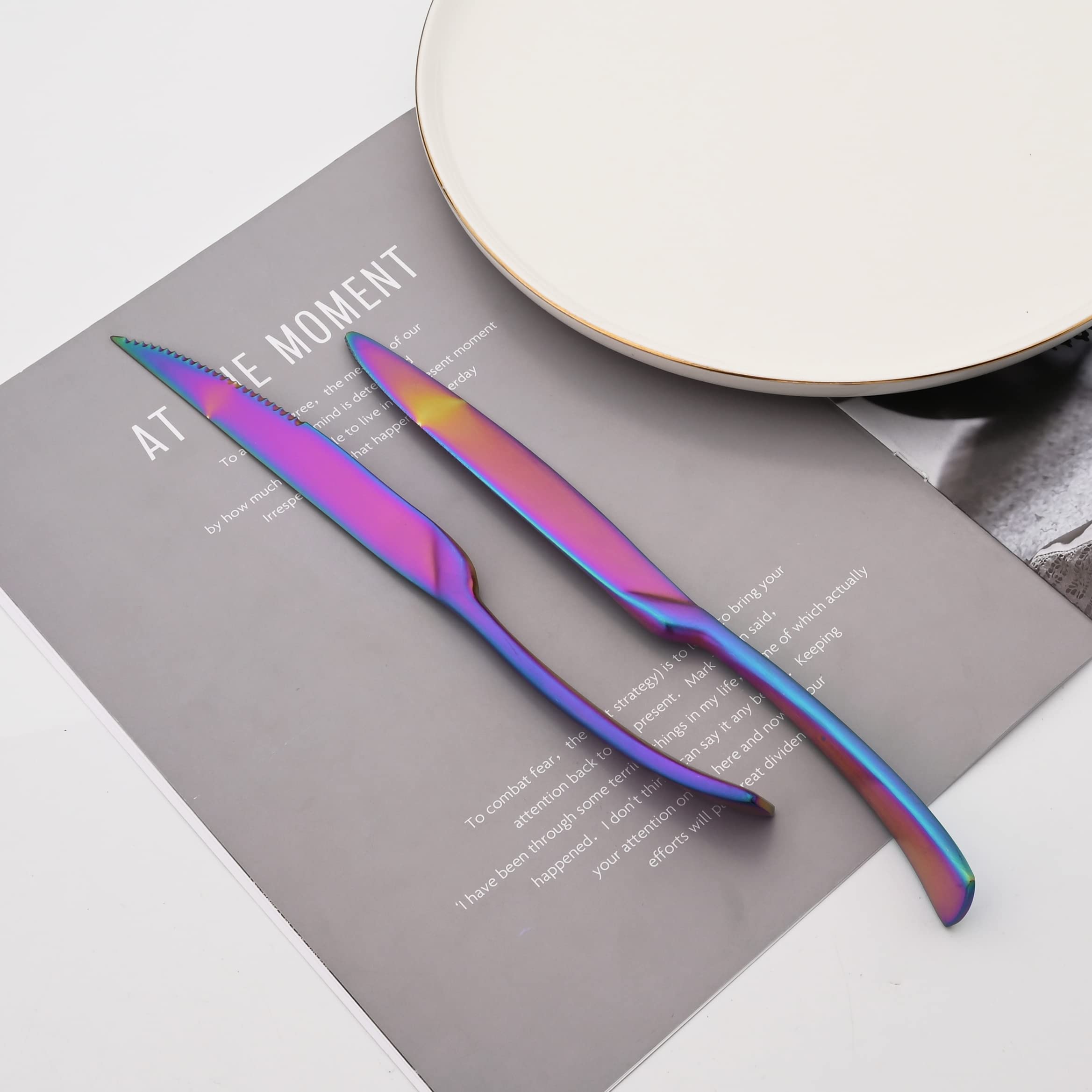 Premium 18/10 Stainless Steel Matte Rainbow Flatware Set - 24-Piece Cutlery with Knives, Forks & Spoons for 4 People | Elegant Dining Utensils for Restaurants, Weddings & Special Occasions