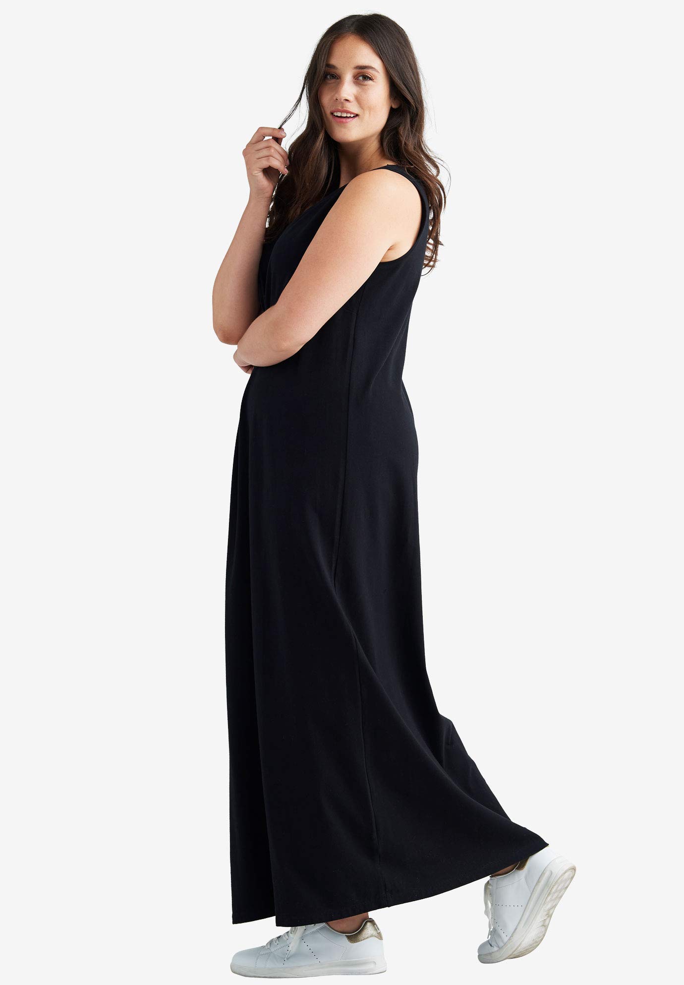 Ellos Women's Plus Size Sleeveless Knit Maxi Dress - Flowy Summer Beach Dress for Casual Outings & Vacation Wear