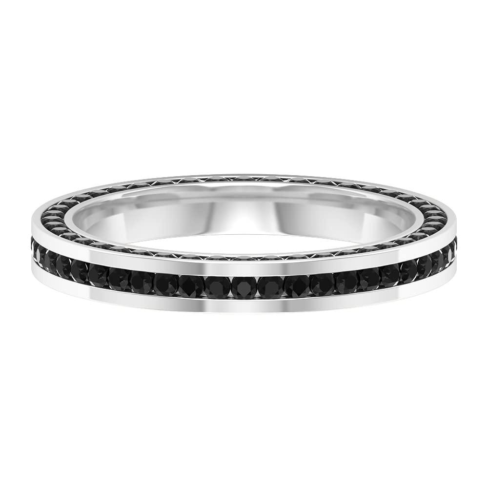 2.5 Carat Black Spinel Eternity Ring for Women - 14K Solid Gold Channel Set Wedding Band, Anniversary Jewelry Gift for Her - Perfect for Bridal, Engagement & Special Occasions
