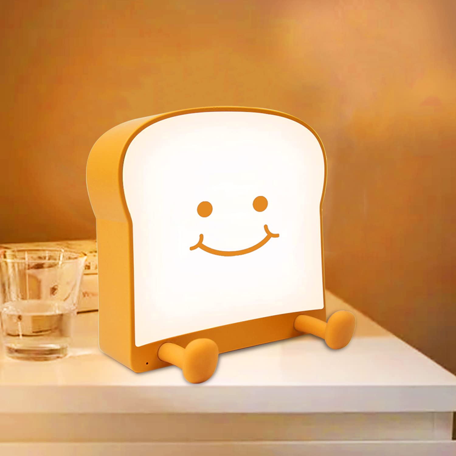Cute Toast Night Light - USB Rechargeable LED Bedside Lamp with Timer & Phone Stand | Perfect Gift for Kids, Teens, Boys & Girls | Ideal for Bedrooms, Nurseries & Sleep Comfort