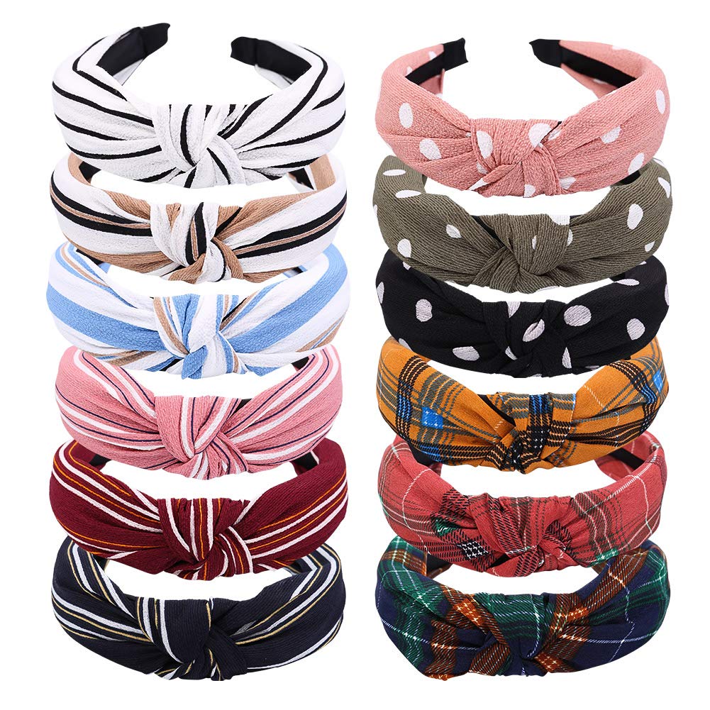 12pcs Vintage Floral Printed Headbands for Women & Girls - Boho Knot Hair Wraps & Elastic Hair Bands (Set of 12) - Perfect for Weddings, Parties, Festivals & Everyday Fashion Accessories