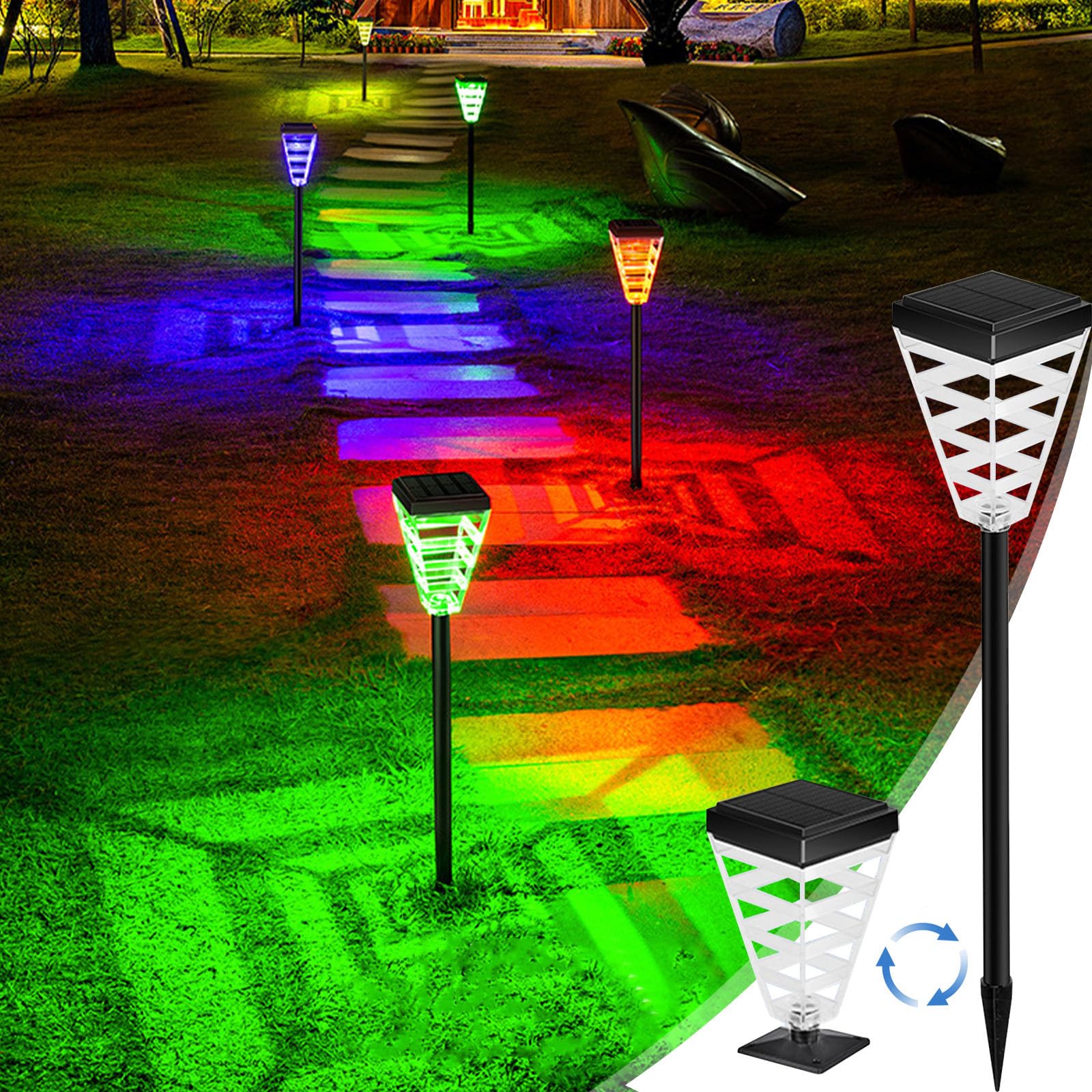 Solar LED Garden Lights - Waterproof Outdoor Lighting for Patio & Yard - 4 Colors