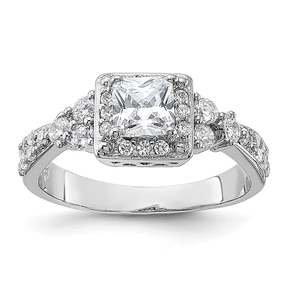 925 Sterling Silver Square Cubic Zirconia CZ Band Ring for Women - Elegant Fine Jewelry Gift for Her - Perfect for Anniversaries, Birthdays & Special Occasions