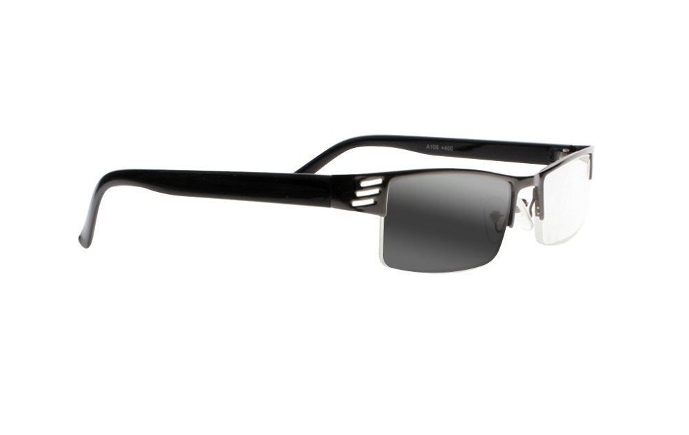 Men's Photochromic Reading Glasses - Gun Frame Transition for Outdoor Reading