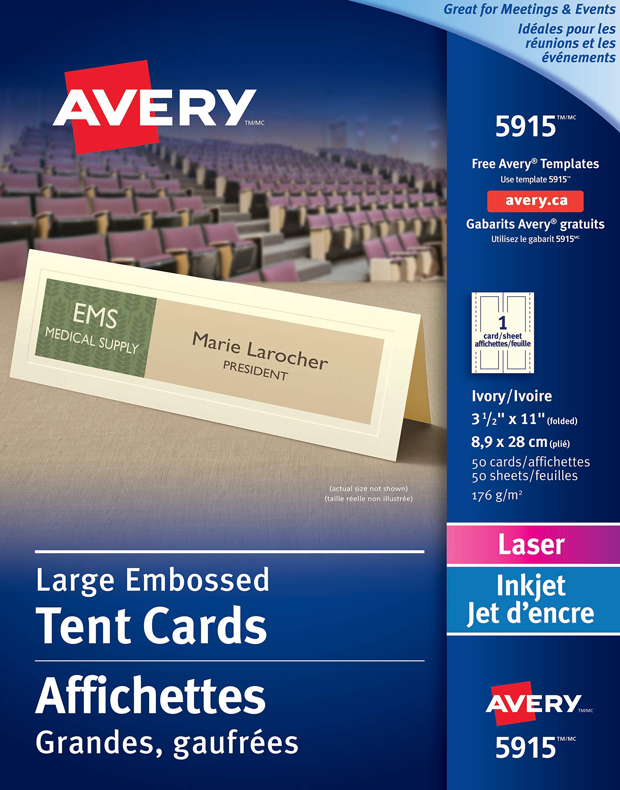 Avery® Embossed Tent Cards, 3.5