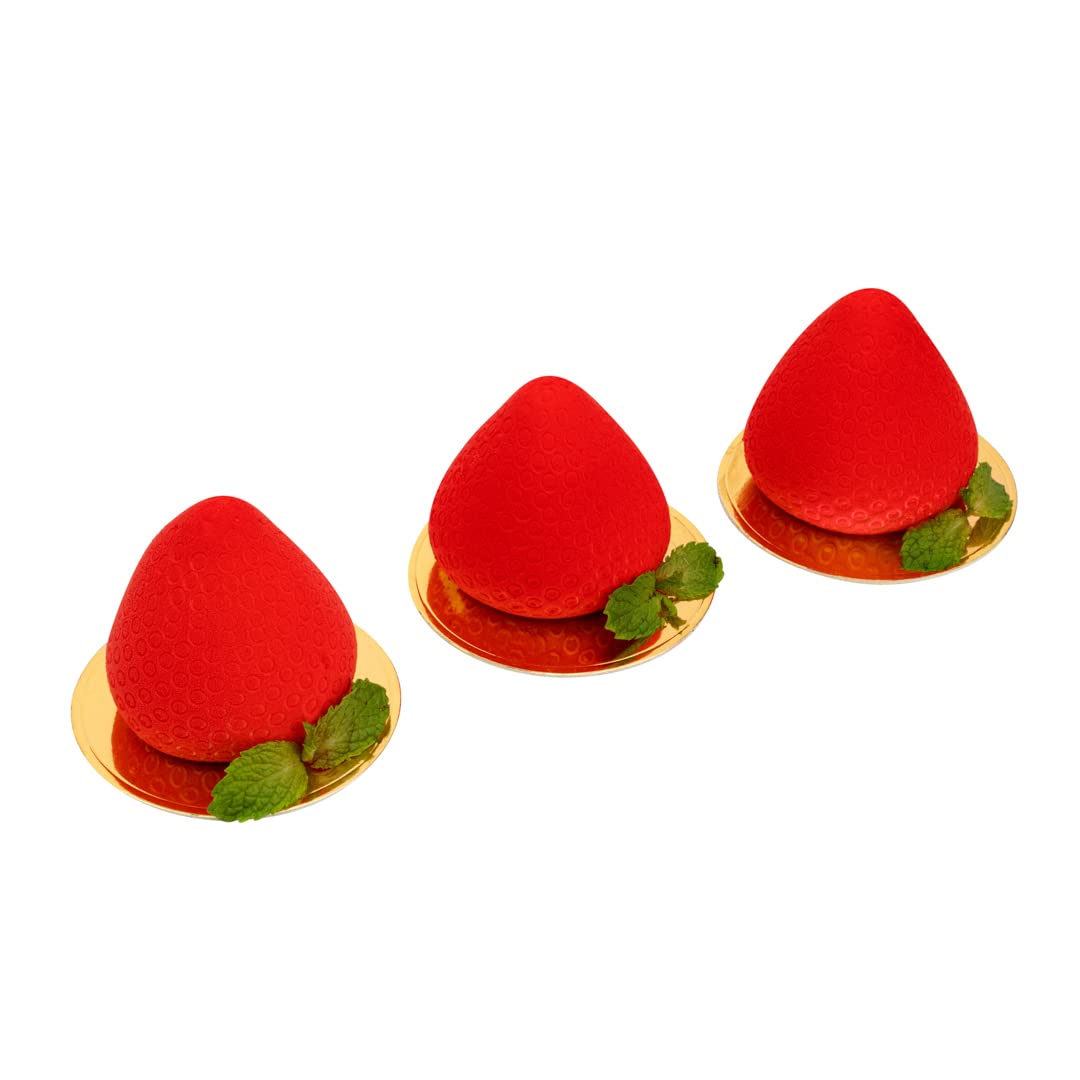 Restaurantware - 8 Cavity Strawberry Silicone Mold Set for Baking, Freezing & Candy Making | Flexible, Non-Stick, Oven-Safe Pastry Molds | Perfect for Cupcakes, Chocolates & DIY Desserts | 10-Pack White Silicone Fruit Molds with Easy Release