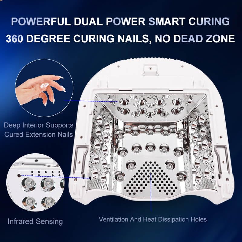 GlowPro Professional 86W Wireless UV LED Nail Lamp - Rechargeable Cordless Nail Dryer for Gel Polish, Manicure & Pedicure | Fast Curing, Portable Design (Black/White) - Perfect for Home Salons, Travel & Professional Nail Artists