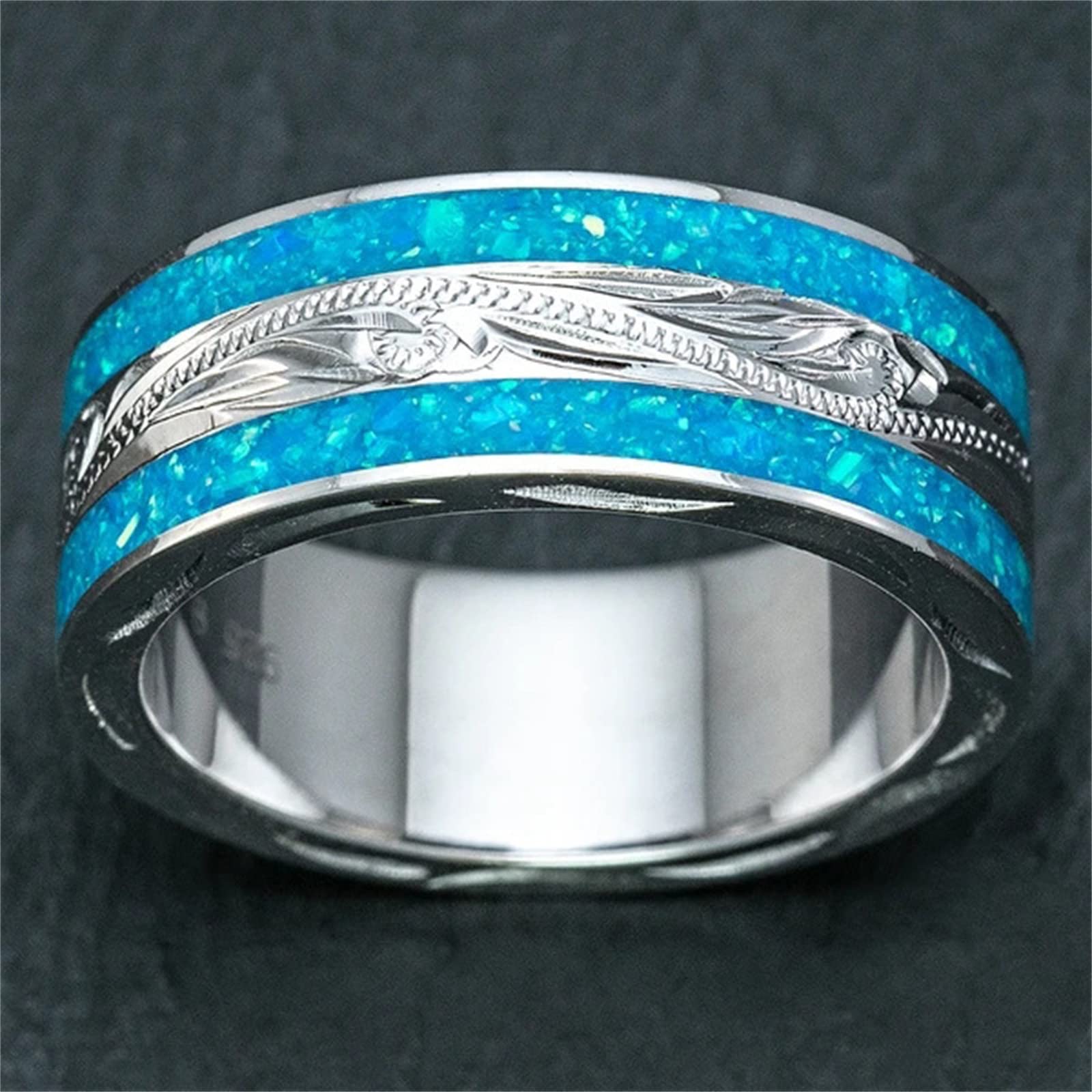 Men's Spinner Ring for Anxiety Relief - Trendy Engagement & Wedding Band Jewelry for Men & Women, Size 6-10 (Silver, 6) - Perfect for Stress Relief, Focus & Everyday Wear