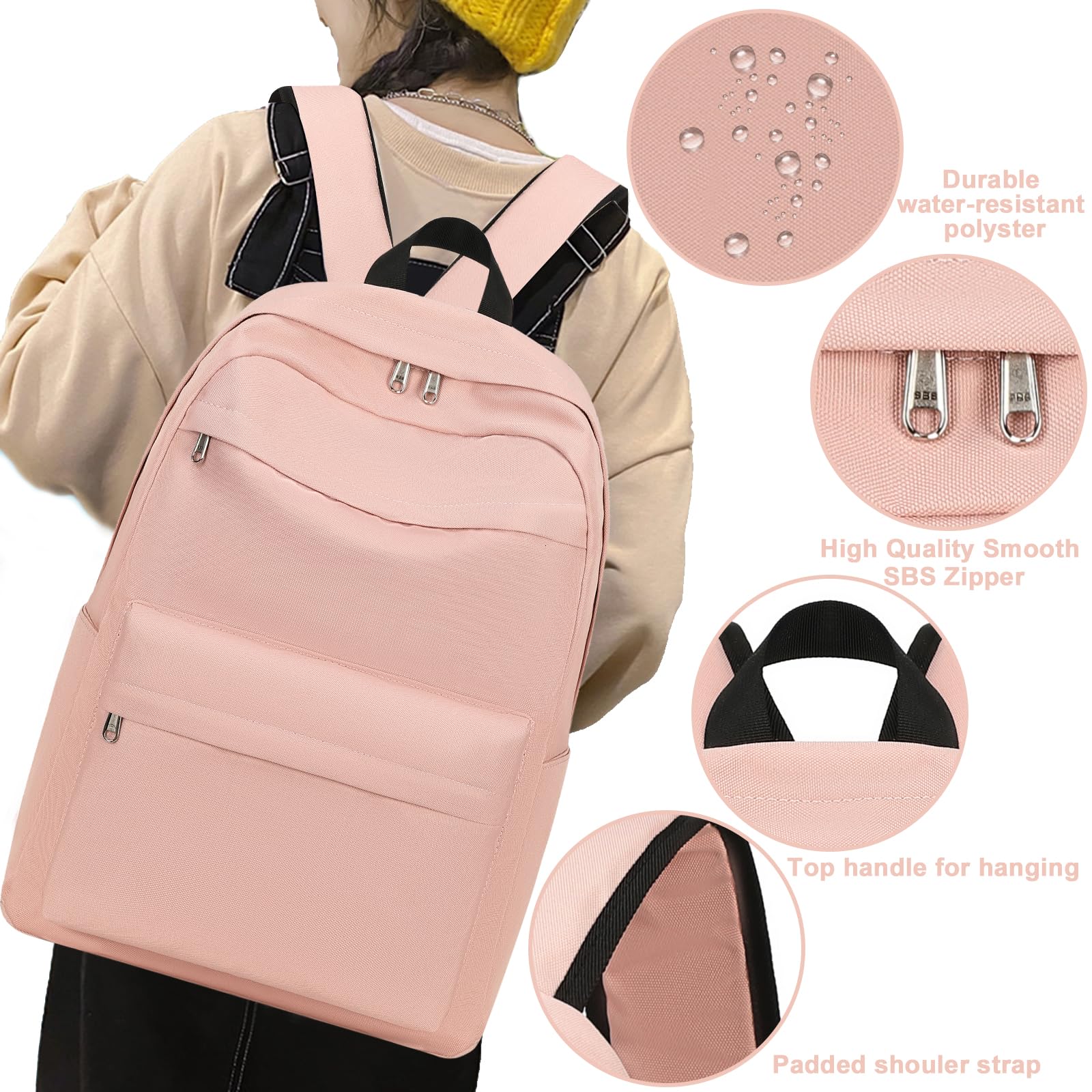 Bluboon Durable School Backpack for Kids & Teens - Lightweight Laptop Bookbag for Girls & Women - Perfect for School, College, Travel & Work Commute