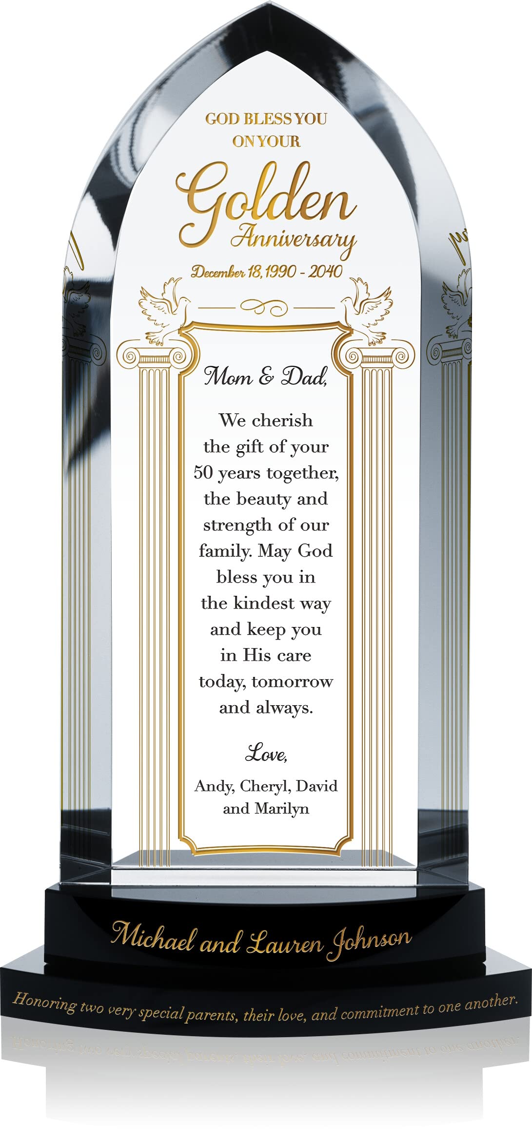 Personalized 50th Wedding Anniversary Gift for Parents & Grandparents - Custom Christian Golden Anniversary Keepsake from Son, Daughter, Grandchildren - Perfect for Church Celebrations, Family Reunions & Special Occasions