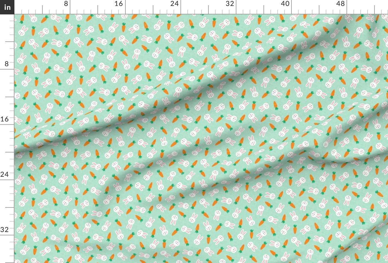 Small Scale Bunnies Mint Easter Spring Rabbit Bunny Carrot Printed Minky Fabric Fat Quarter - Soft Plush Material for Sewing Baby Blankets, Quilt Backing, DIY Crafts & Home Decor Projects
