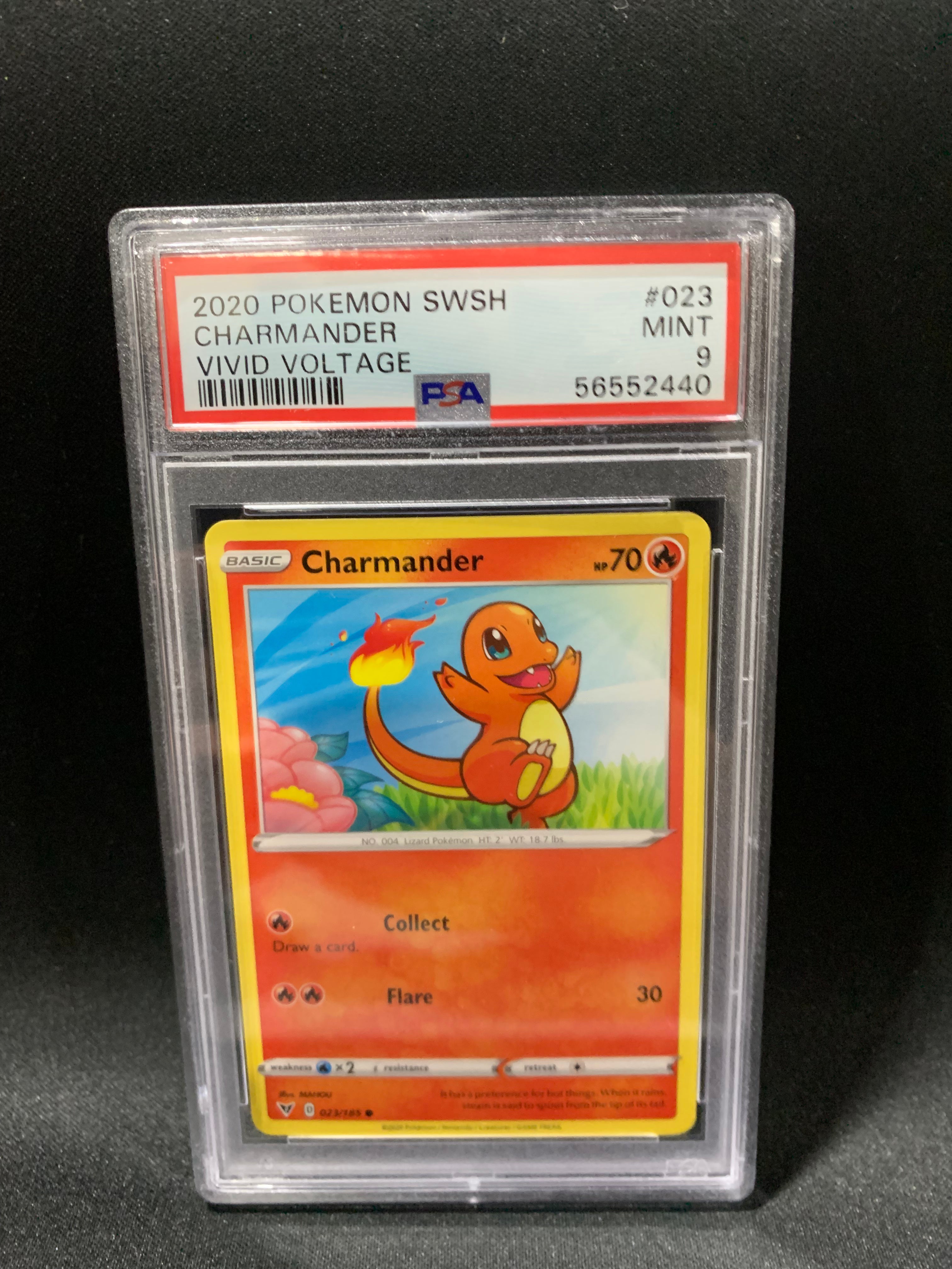 2020 Pokemon Sword & Shield Vivid Voltage Charmander #23 PSA Mint 9 - Rare Trading Card for Collectors & Battles