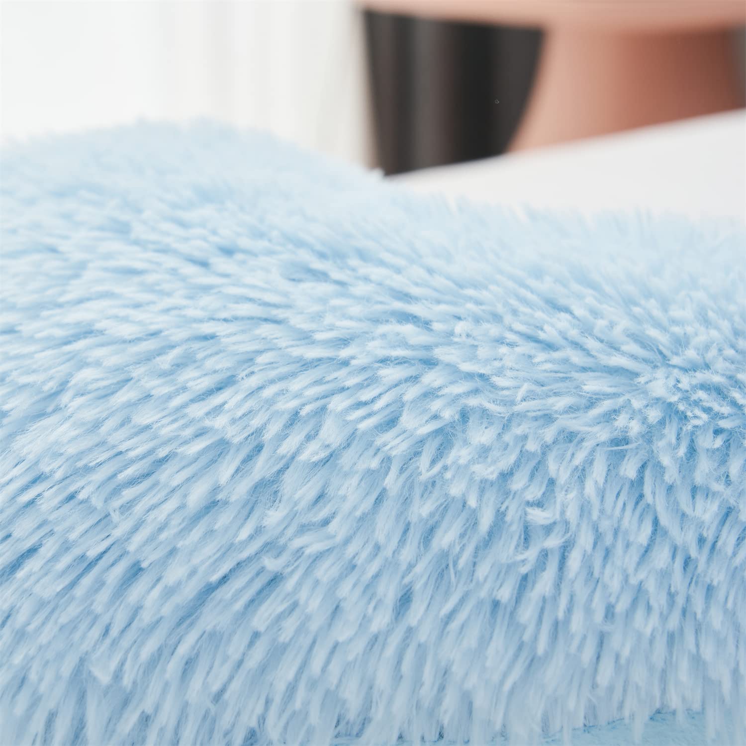 MOOWOO Fluffy Heart Pillow - Soft Plush Throw Pillow for Mother's Day Gifts, Solid Blue Decorative Couch & Sofa Pillow with Zipper Closure - Perfect for Home Decor, Bedroom Accent & Cozy Living Room Comfort