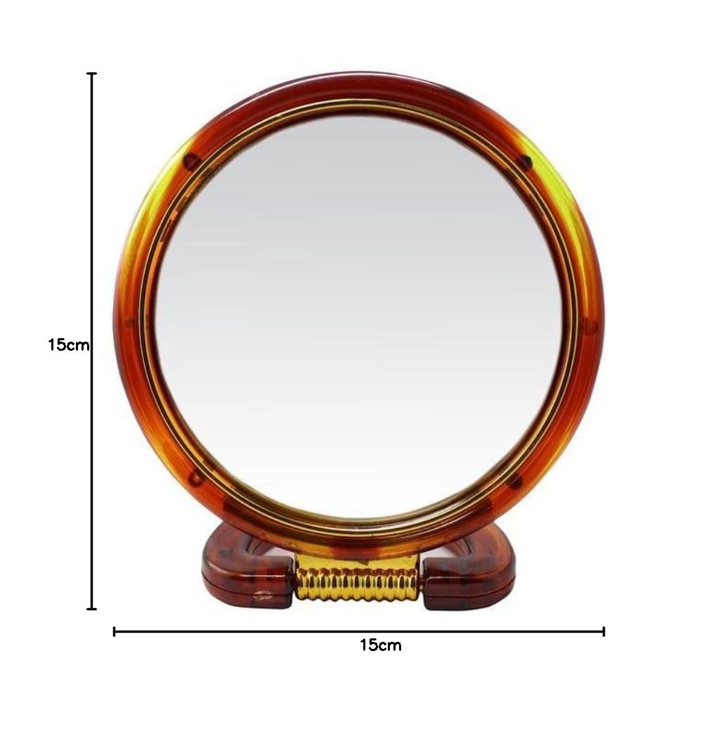 Round Beauty Makeup Mirror with Double-Sided Normal & Magnifying Glass - Portable Cosmetic Mirror for Ear Lobe Piercing, Makeup Application & Travel | Perfect for Vanity, Dressing Table & Professional Salon Use