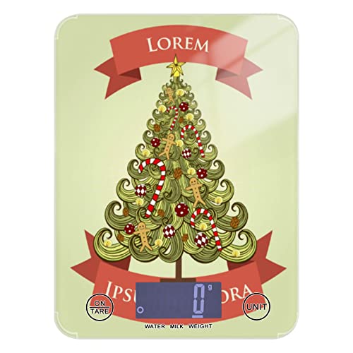 ALAZA Vintage Christmas Tree Digital Food Scale - 5g/0.18oz to 5kg/11lb Precision Kitchen Scale for Baking, Cooking, Keto Diet & Meal Prep | Perfect for Holiday Baking, Portion Control & Healthy Eating