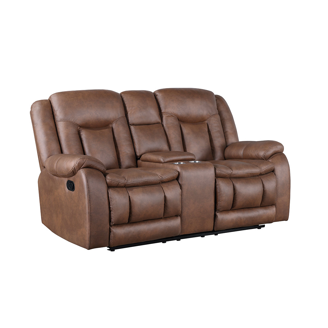 Morello Manual Reclining Loveseat with Console - Comfortable 2-Seater Recliner Sofa with Cup Holders - Perfect for Living Room, Home Theater & Small Spaces
