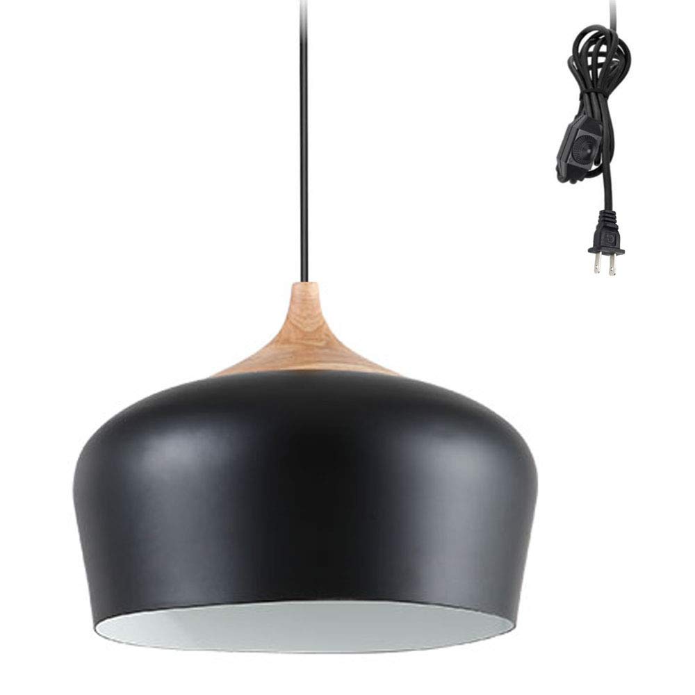 Dimmable Plug in Pendant Light - Modern Hanging Lamp for Home, Office, Bedroom, Dining Room & Cafe | Black Finish | Perfect for Ambient Lighting & Space Saving
