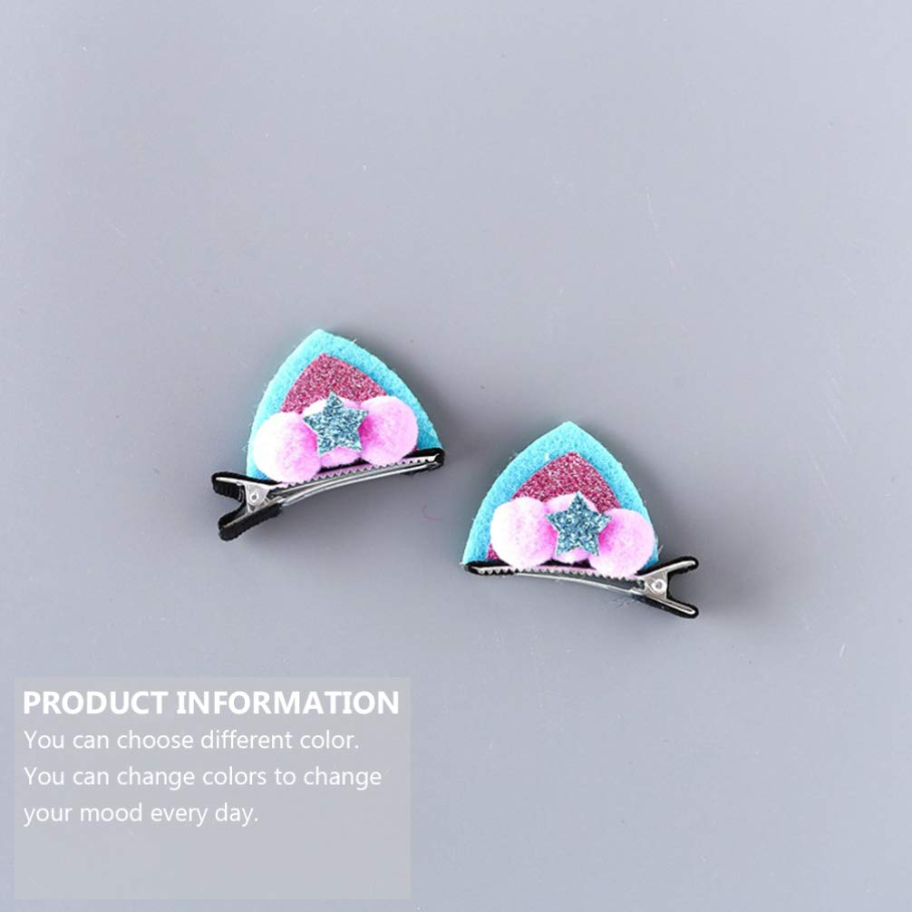 NUOBESTY 16pcs Cat Ear Hair Clips - Cute Animal Cosplay Hair Accessories for Kids & Girls, Fabric Cat Ears Barrettes for Halloween Costume, Dress Up Parties & Daily Wear