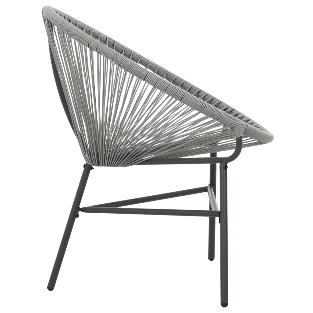 Gray Poly Rattan Patio Moon Chair - Outdoor Lounge Chair for Garden, Yard, Deck & Lawn - Perfect for Relaxing, Sunbathing & Backyard Lounging