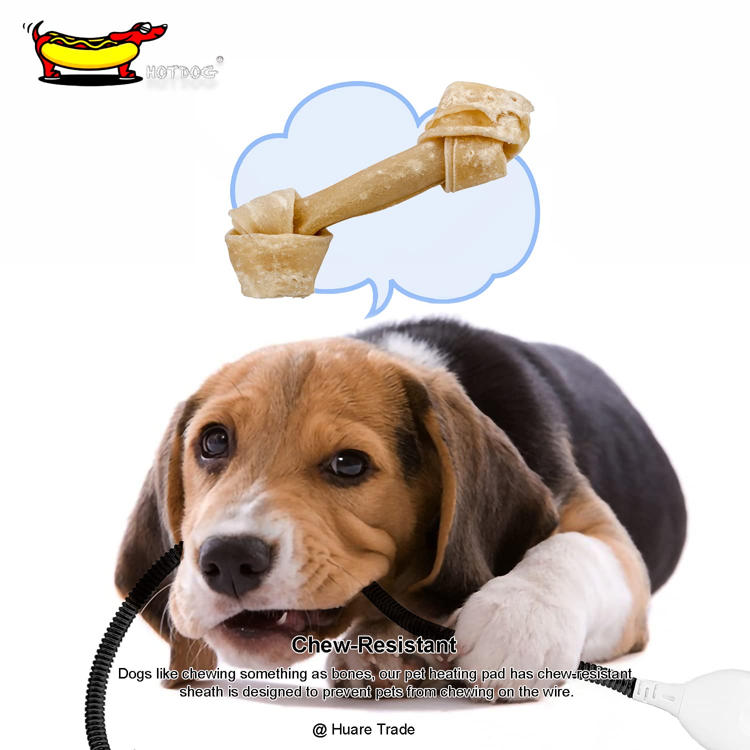 Adjustable Temperature Dog Heating Pad - Waterproof & Chew-Resistant Cord, 25.6''X19.7'' Beige Pet Heating Mat for Dogs & Cats - Perfect for Cold Weather, Arthritis Relief & Indoor/Outdoor Use