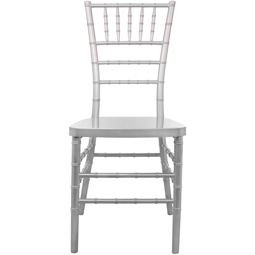 Flash Furniture Advantage Silver Resin Chiavari Chair - Elegant & Durable Event Seating for Weddings, Banquets, and Parties