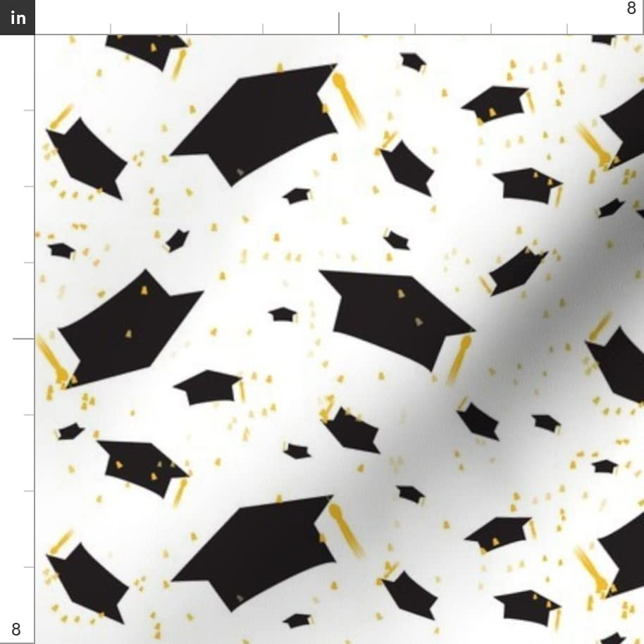 Celebration High School Graduation Fabric - Seniors Graduation Cap Printed Petal Signature Cotton Fat Quarter for Sewing, Quilting, Apparel & Crafts | Perfect for Graduation Decor, DIY Gifts & Memory Projects